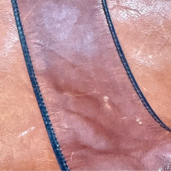 Fossil Vintage Reissue Brown and Tan Leather Shoulder Bag Distressed - Picture 4 of 16